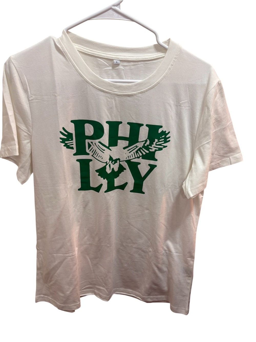 White Short-Sleeve Tee with Green Philly Graphic